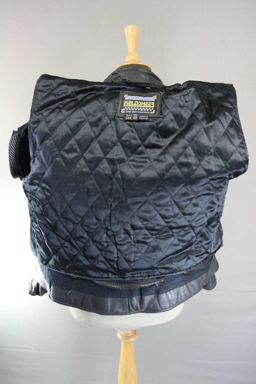 FIELDSHEER 2 IN 1 BLACK LEATHER BIKER JACKET + PROTECTORS & THERMAL LINING 40 IN