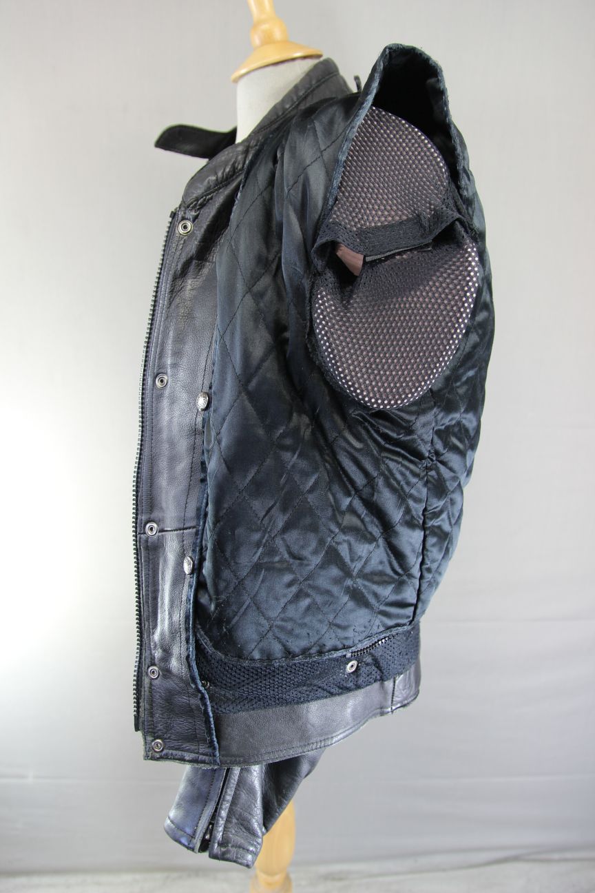 FIELDSHEER 2 IN 1 BLACK LEATHER BIKER JACKET + PROTECTORS & THERMAL LINING 40 IN