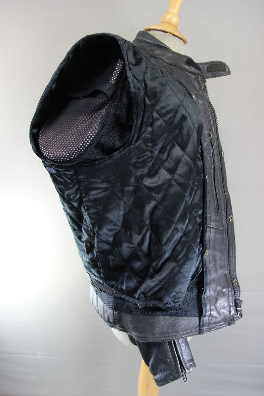 FIELDSHEER 2 IN 1 BLACK LEATHER BIKER JACKET + PROTECTORS & THERMAL LINING 40 IN