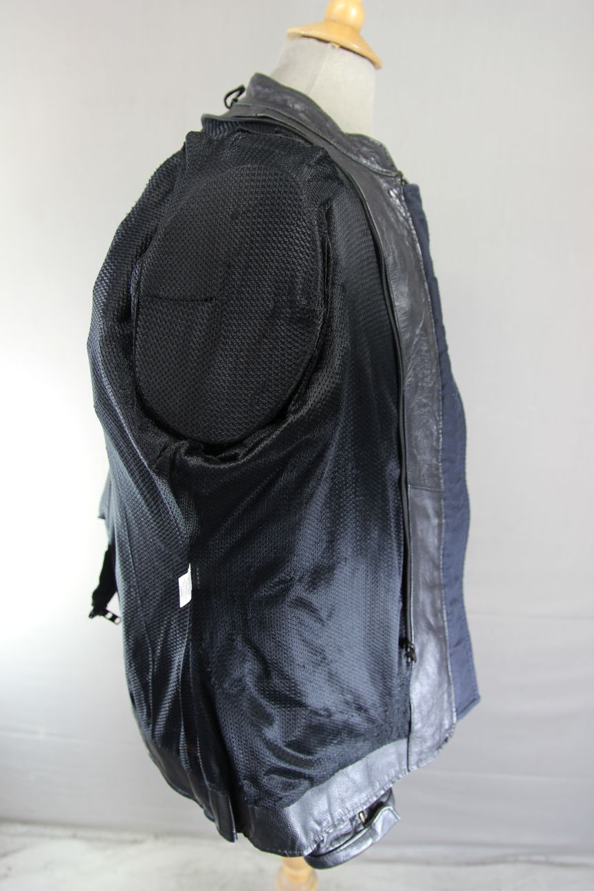 LADIES BLACK LEATHER BIKER JACKET WITH BACK, SHOULDER & ELBOW CE ARMOUR 46 INCH
