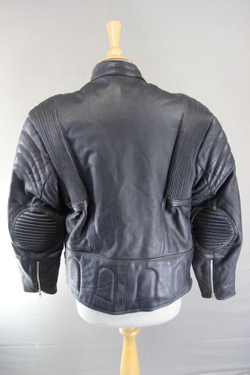 CLASSIC AMI INTERNATIONAL BLACK LEATHER BIKER JACKET 36-38 INCH
