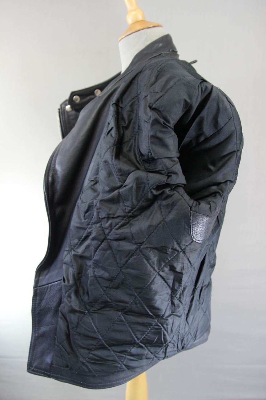 CLASSIC AMI INTERNATIONAL BLACK LEATHER BIKER JACKET 36-38 INCH