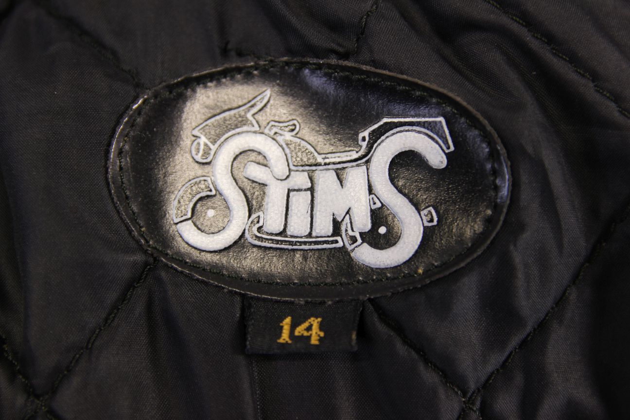 CLASSIC STIMS BLACK LEATHER BIKER JACKET: SIZE 14 38 INCH CHEST