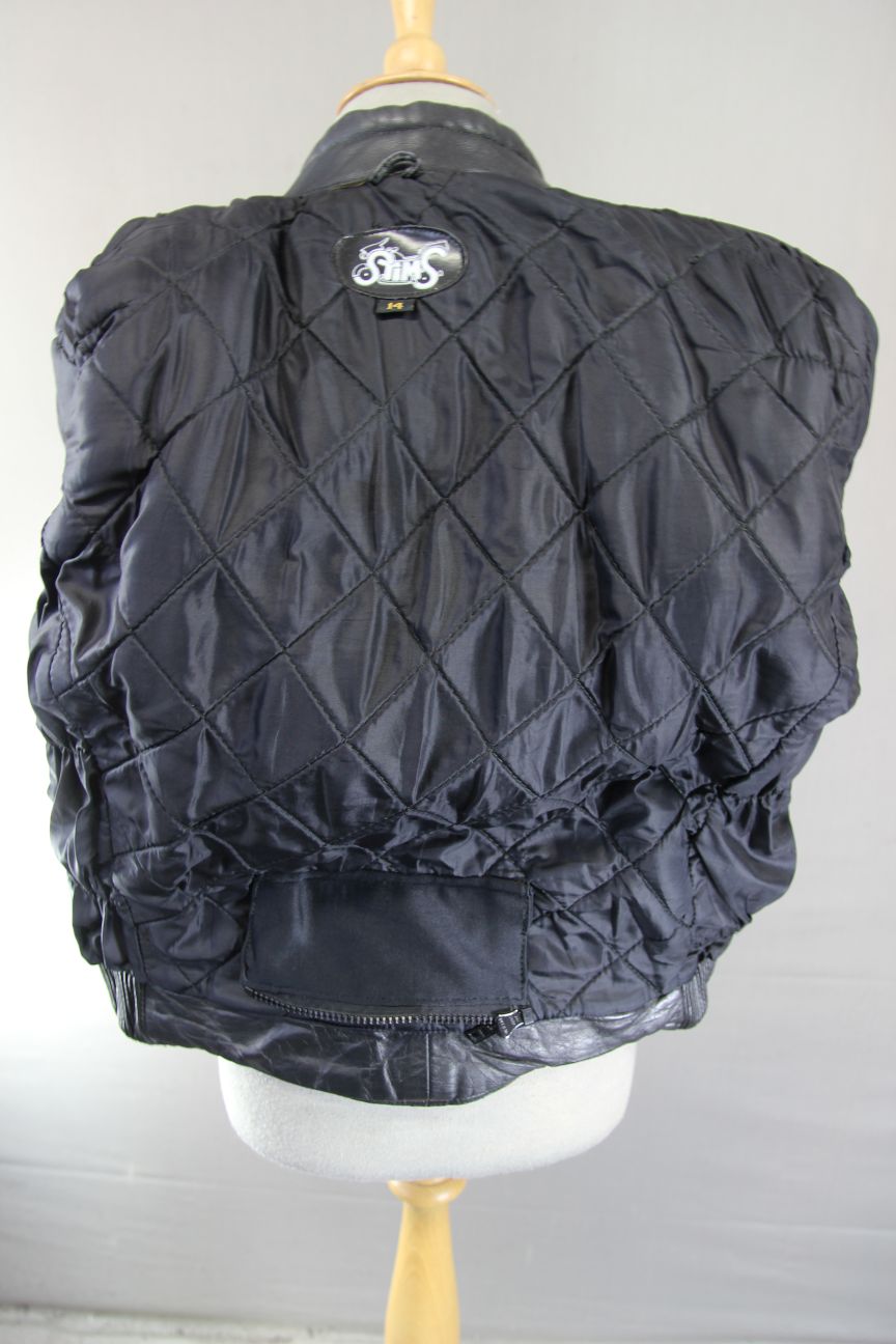 CLASSIC STIMS BLACK LEATHER BIKER JACKET: SIZE 14 38 INCH CHEST