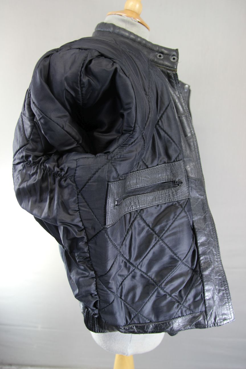 CLASSIC STIMS BLACK LEATHER BIKER JACKET: SIZE 14 38 INCH CHEST