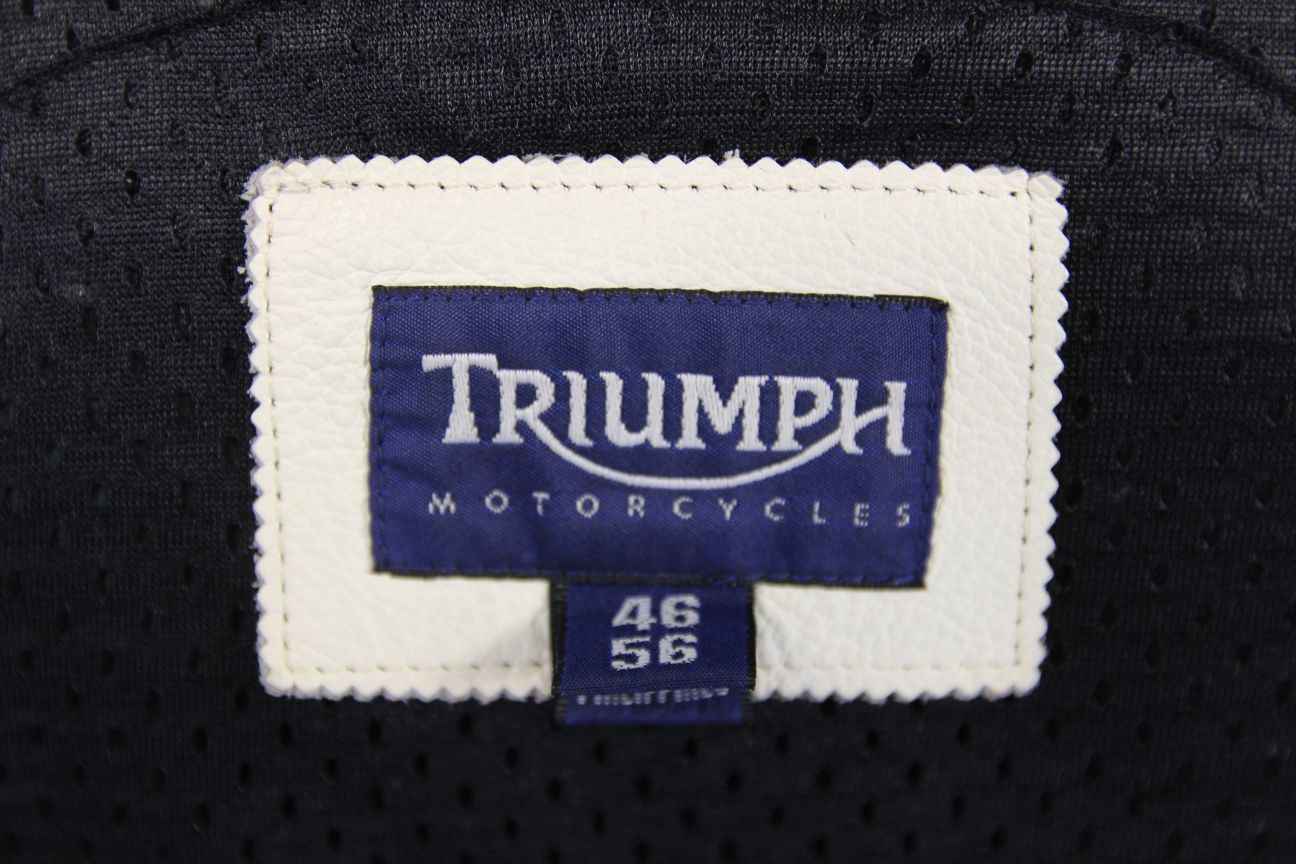 TRIUMPH RETRO 1970S PUNK ROCK BLACK LEATHER BIKER JACKET WITH CE ARMOUR 46 IN/XL