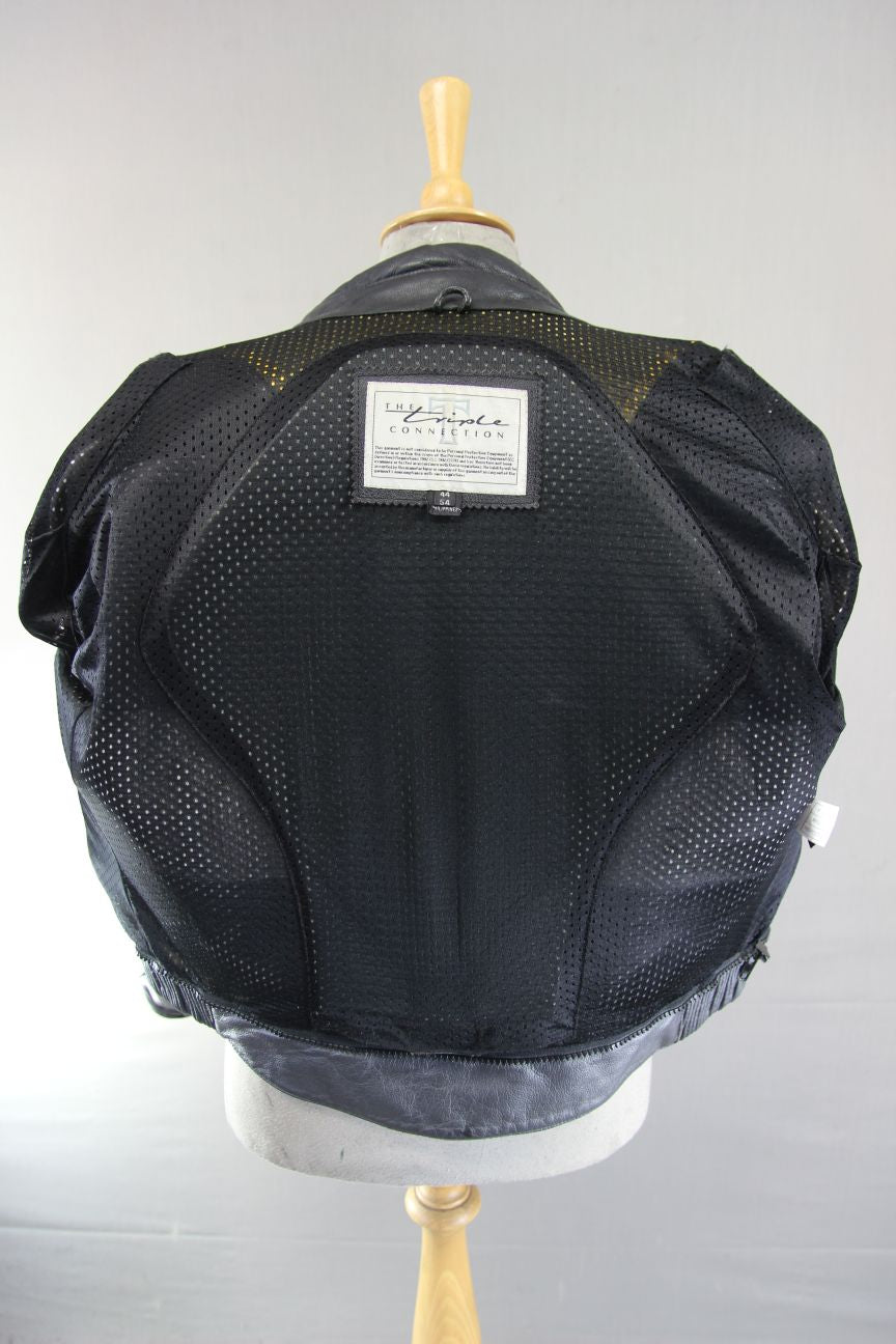 TRIUMPH TRIPLE CONNECTION CLASSIC BLACK LEATHER BIKER JACKET WITH ARMOUR 44 INCH