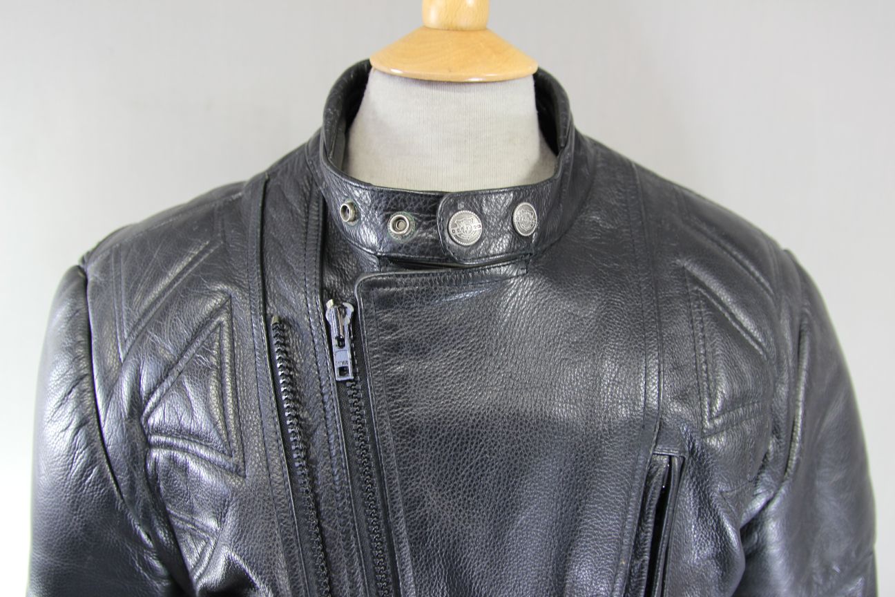 CLASSIC BLACK LEATHER BIKER JACKET 38-40 INCH