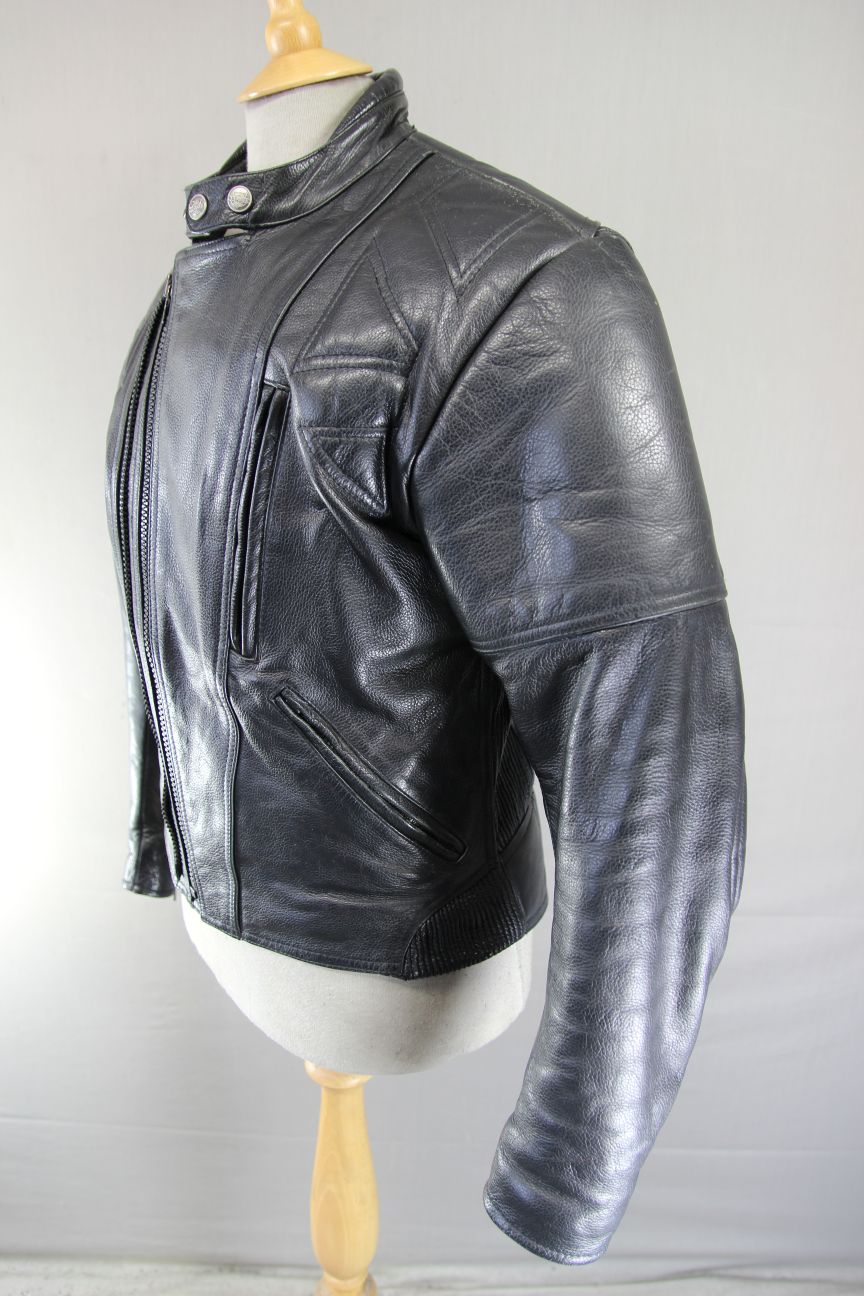 CLASSIC BLACK LEATHER BIKER JACKET 38-40 INCH