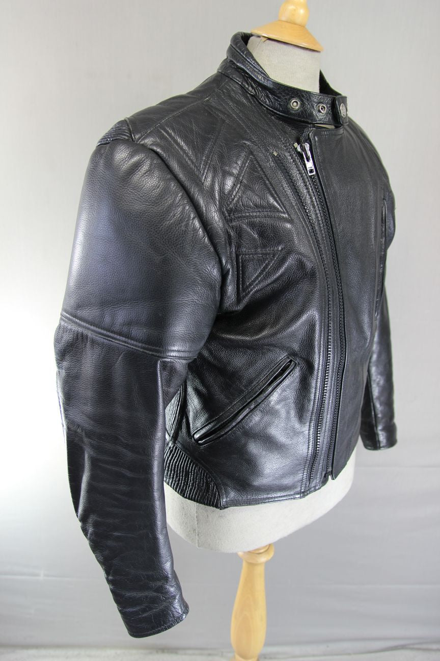 CLASSIC BLACK LEATHER BIKER JACKET 38-40 INCH