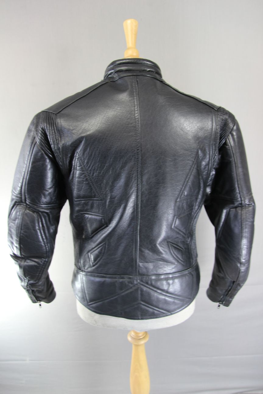 CLASSIC BLACK LEATHER BIKER JACKET 38-40 INCH