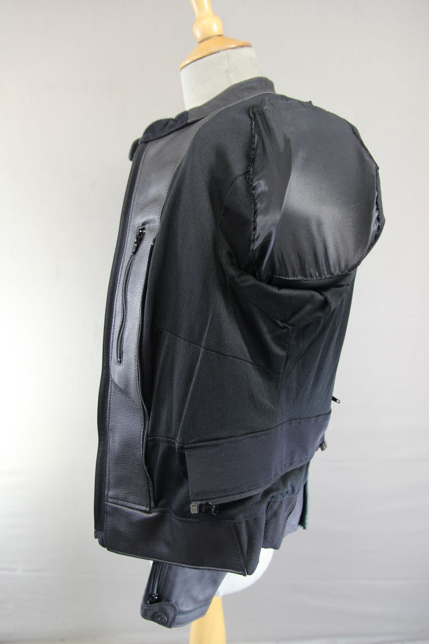 FURYGAN LADIES BLACK LEATHER BIKER JACKET + BACK/SHOULDER/ELBOW CE ARMOUR 36IN/L