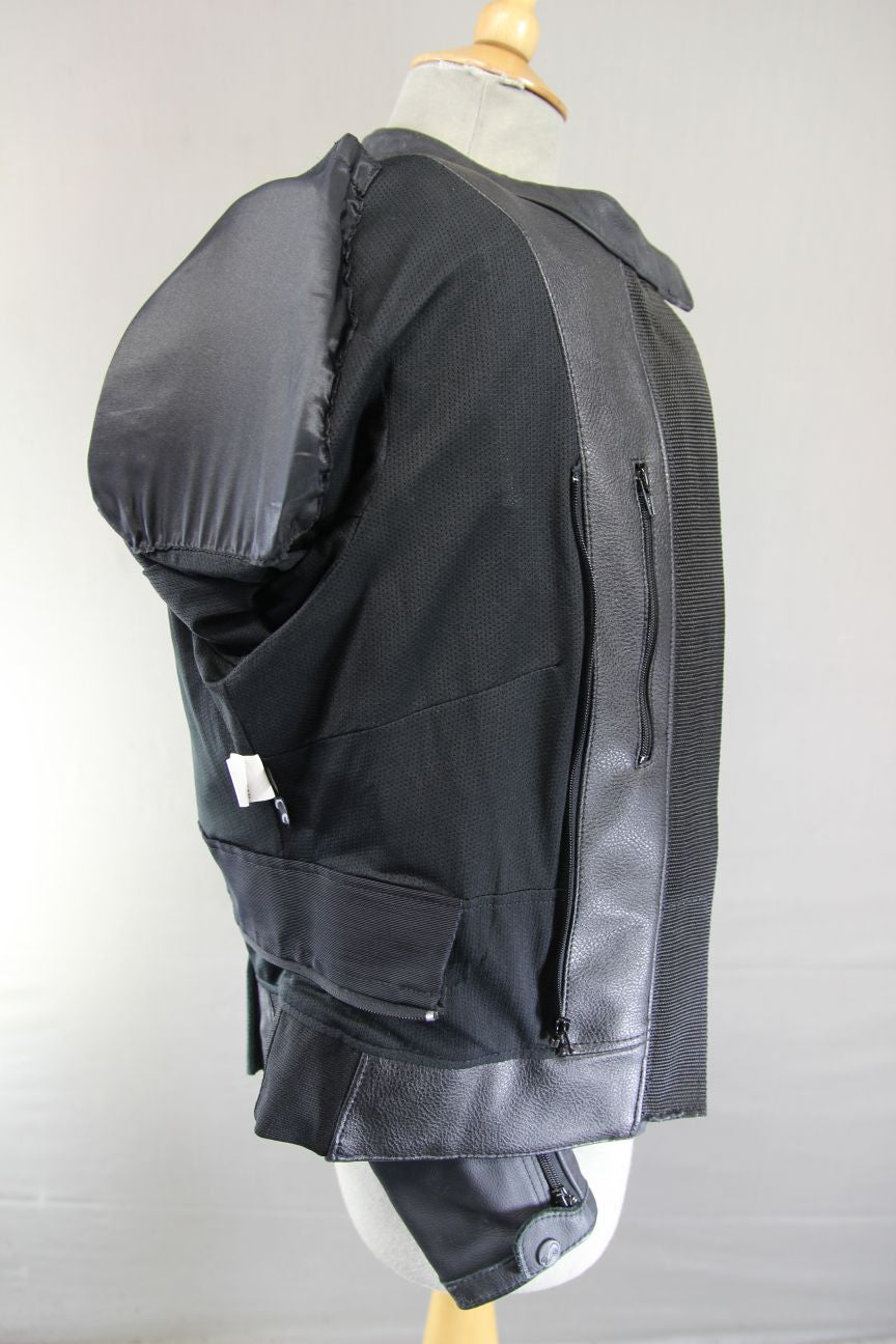 FURYGAN LADIES BLACK LEATHER BIKER JACKET + BACK/SHOULDER/ELBOW CE ARMOUR 36IN/L