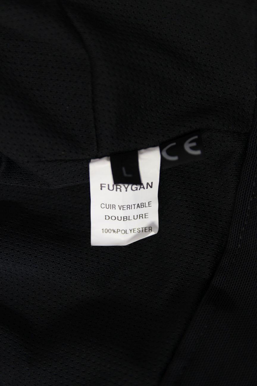 FURYGAN LADIES BLACK LEATHER BIKER JACKET + BACK/SHOULDER/ELBOW CE ARMOUR 36IN/L