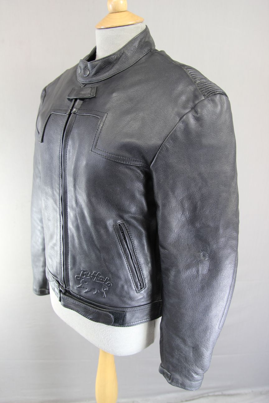 CLASSIC BUFFALO VULCAN BLACK LEATHER BIKER JACKET 36 INCH