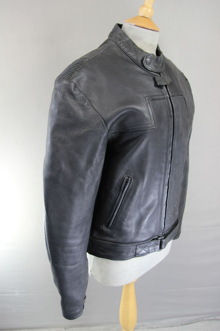 CLASSIC BUFFALO VULCAN BLACK LEATHER BIKER JACKET 36 INCH