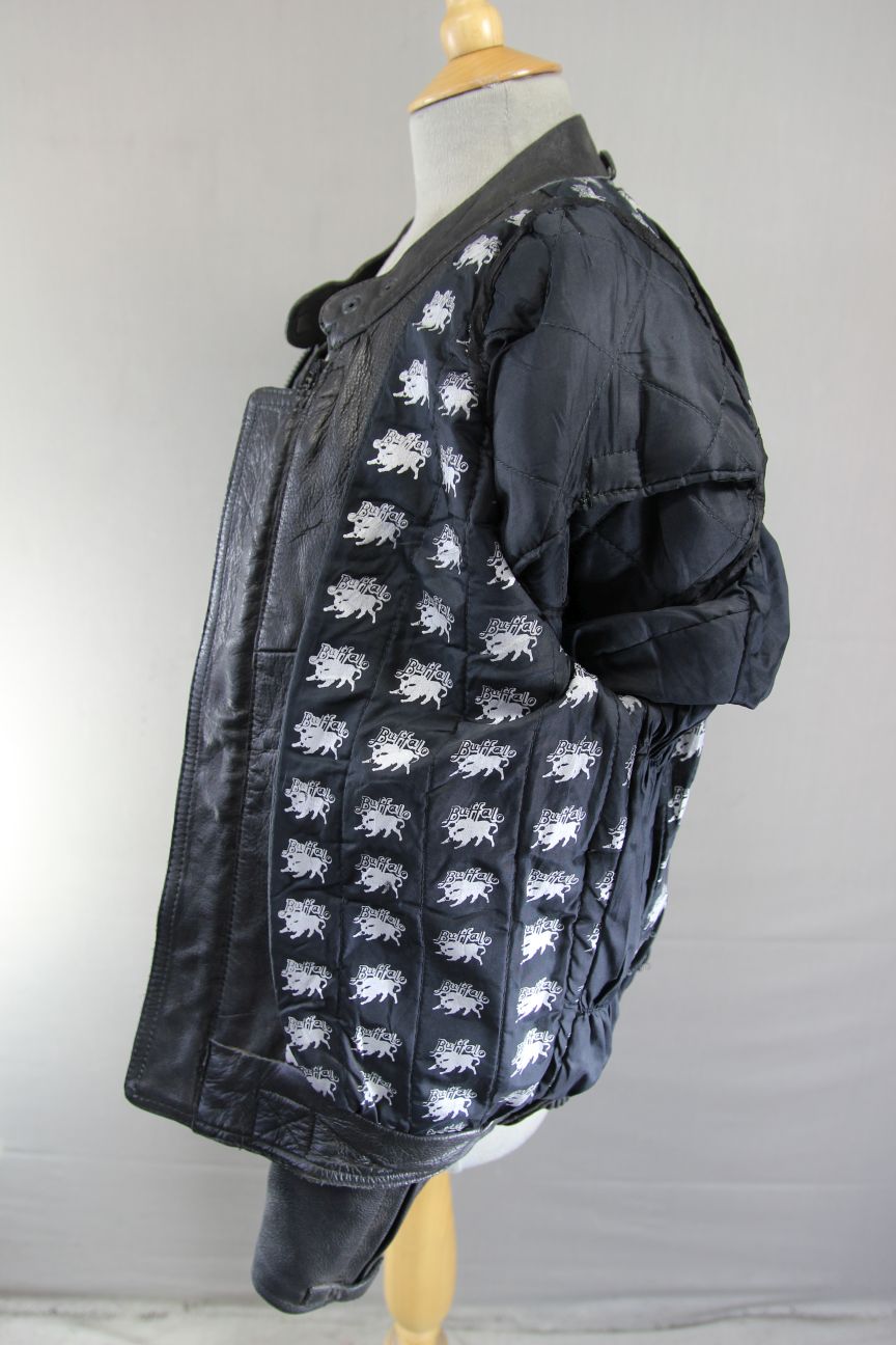 CLASSIC BUFFALO VULCAN BLACK LEATHER BIKER JACKET 36 INCH