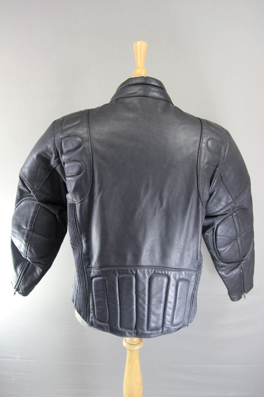 CLASSIC INTERSTATE OF GREAT BRITAIN BLACK COWHIDE LEATHER BIKER JACKET 38-40 IN