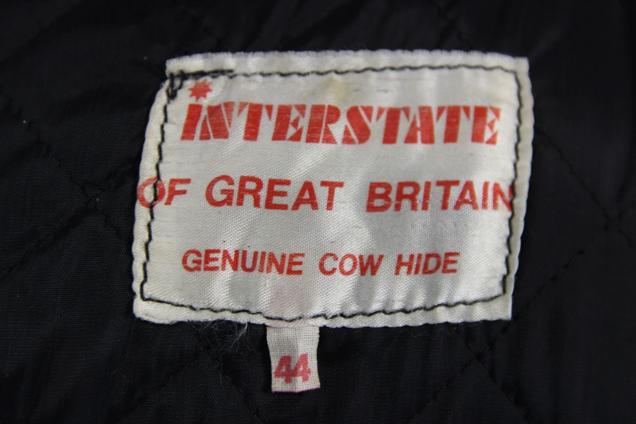 CLASSIC INTERSTATE OF GREAT BRITAIN BLACK COWHIDE LEATHER BIKER JACKET 38-40 IN
