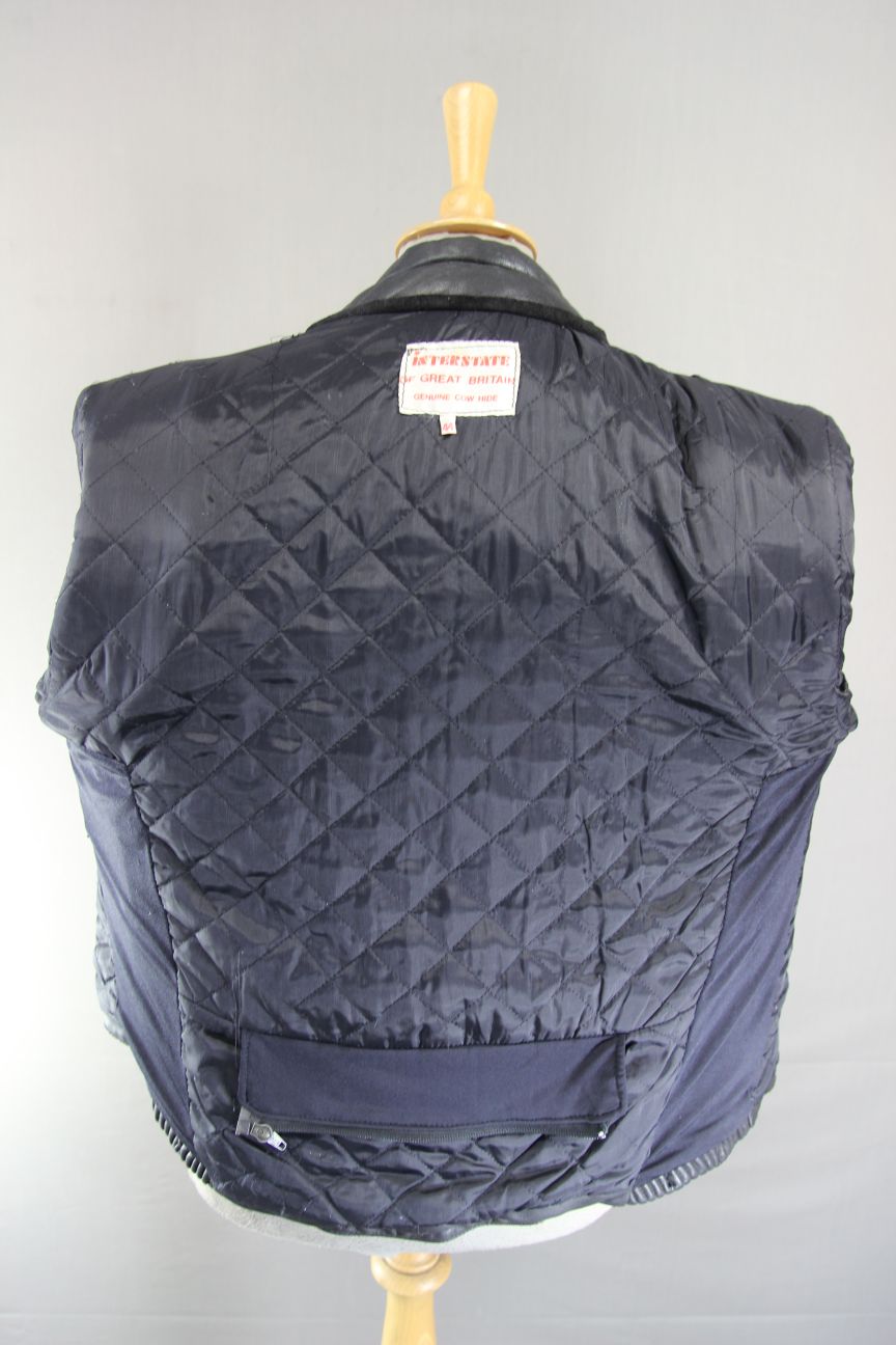 CLASSIC INTERSTATE OF GREAT BRITAIN BLACK COWHIDE LEATHER BIKER JACKET 38-40 IN