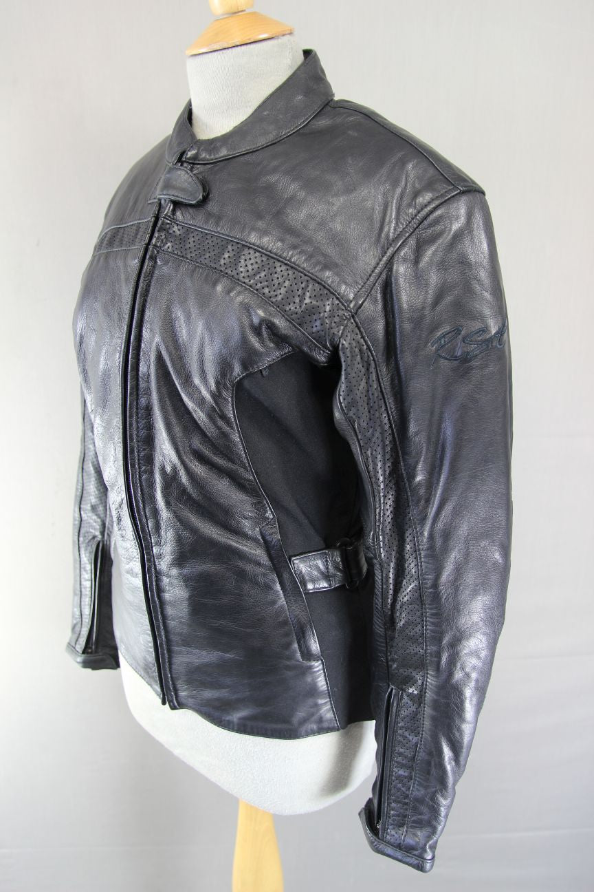 RST FEMME COLLECTION LEATHER BIKER JACKET + BACK PROTECTOR/THERMAL LINING: SZ 12