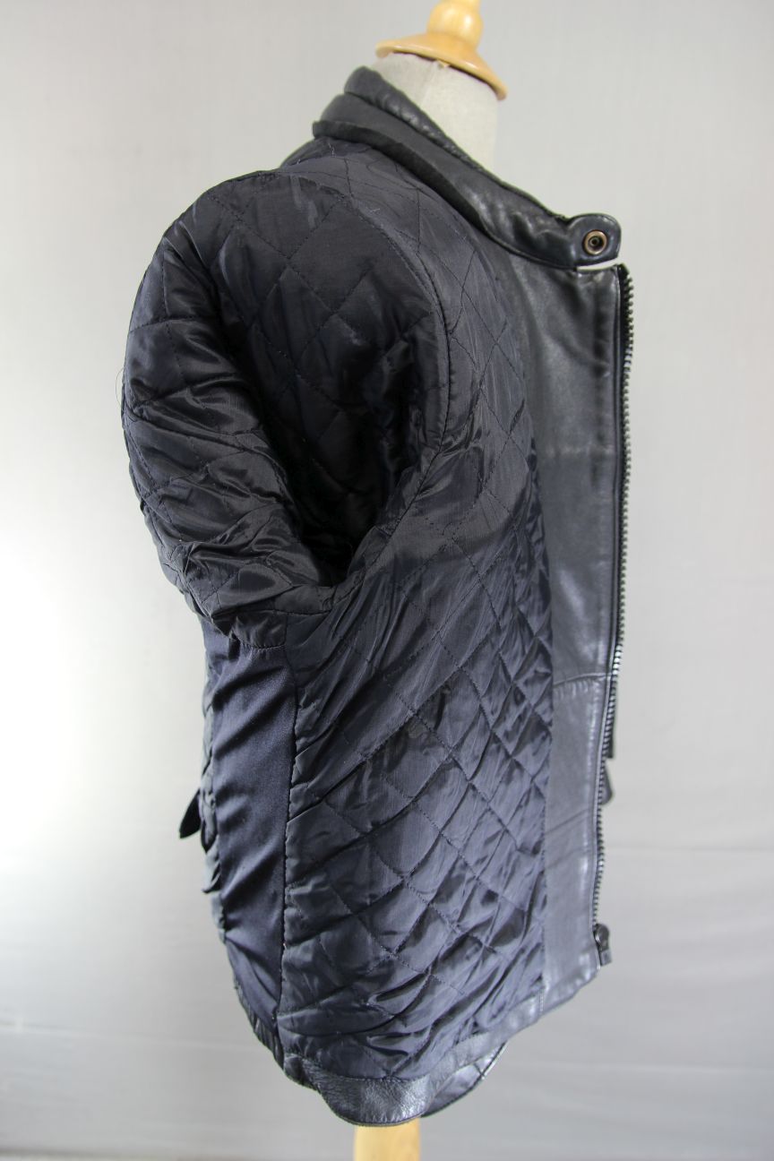 CLASSIC INTERSTATE OF GREAT BRITAIN BLACK COWHIDE LEATHER BIKER JACKET 38-40 IN