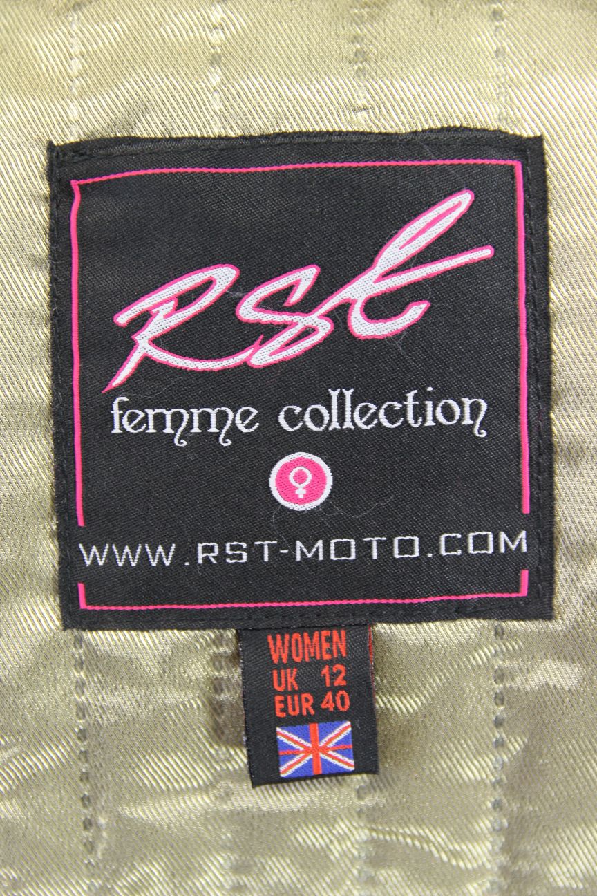 RST FEMME COLLECTION LEATHER BIKER JACKET + BACK PROTECTOR/THERMAL LINING: SZ 12