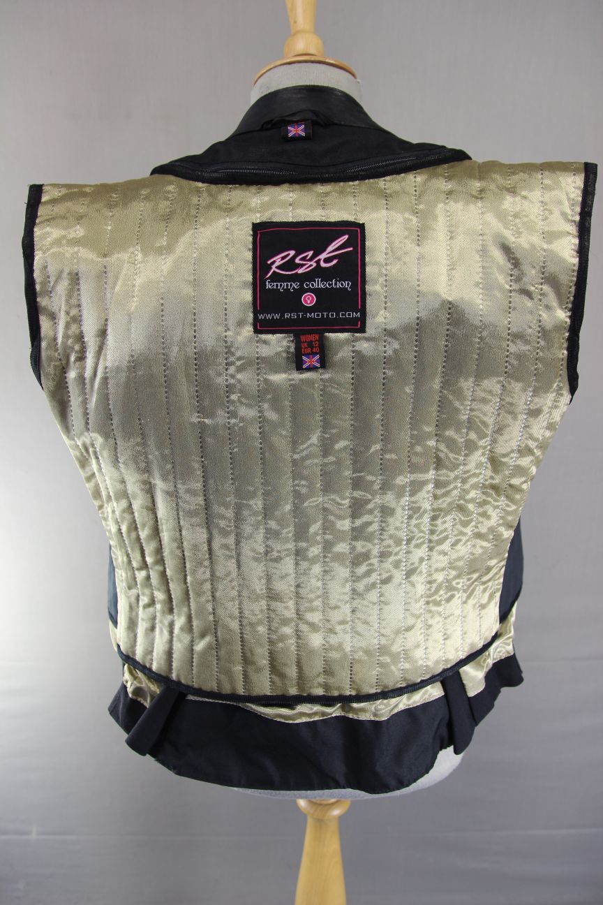 RST FEMME COLLECTION LEATHER BIKER JACKET + BACK PROTECTOR/THERMAL LINING: SZ 12