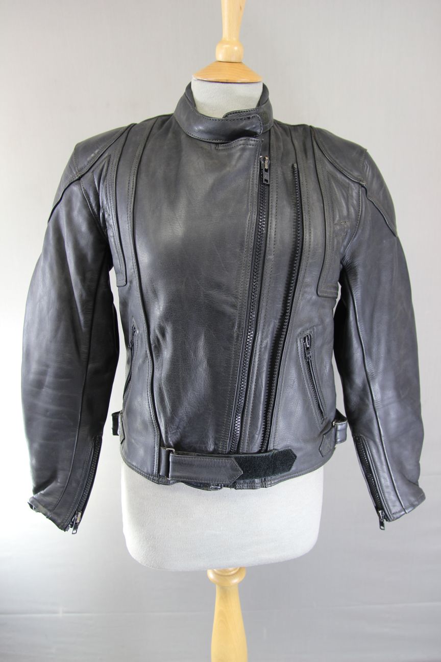 BIKER'S PARADISE 'WARRIOR' BLACK COWHIDE LEATHER CE MARKED BIKER JACKET: SIZE 10