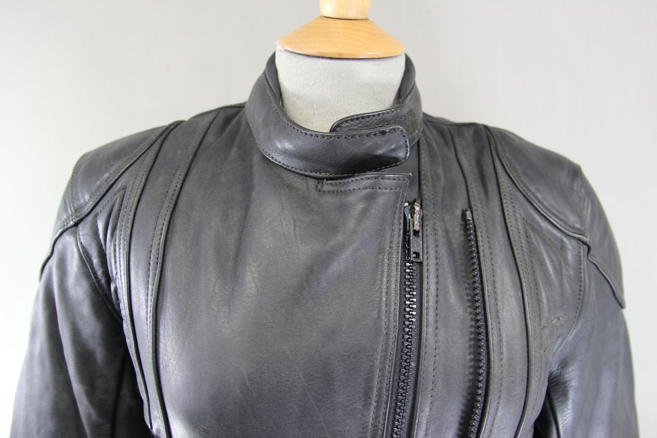 BIKER'S PARADISE 'WARRIOR' BLACK COWHIDE LEATHER CE MARKED BIKER JACKET: SIZE 10