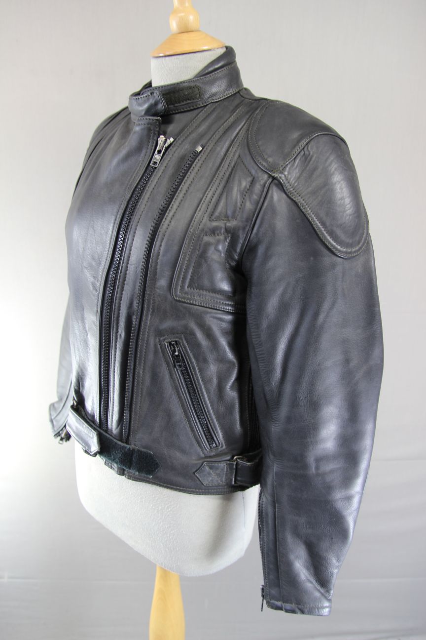 BIKER'S PARADISE 'WARRIOR' BLACK COWHIDE LEATHER CE MARKED BIKER JACKET: SIZE 10