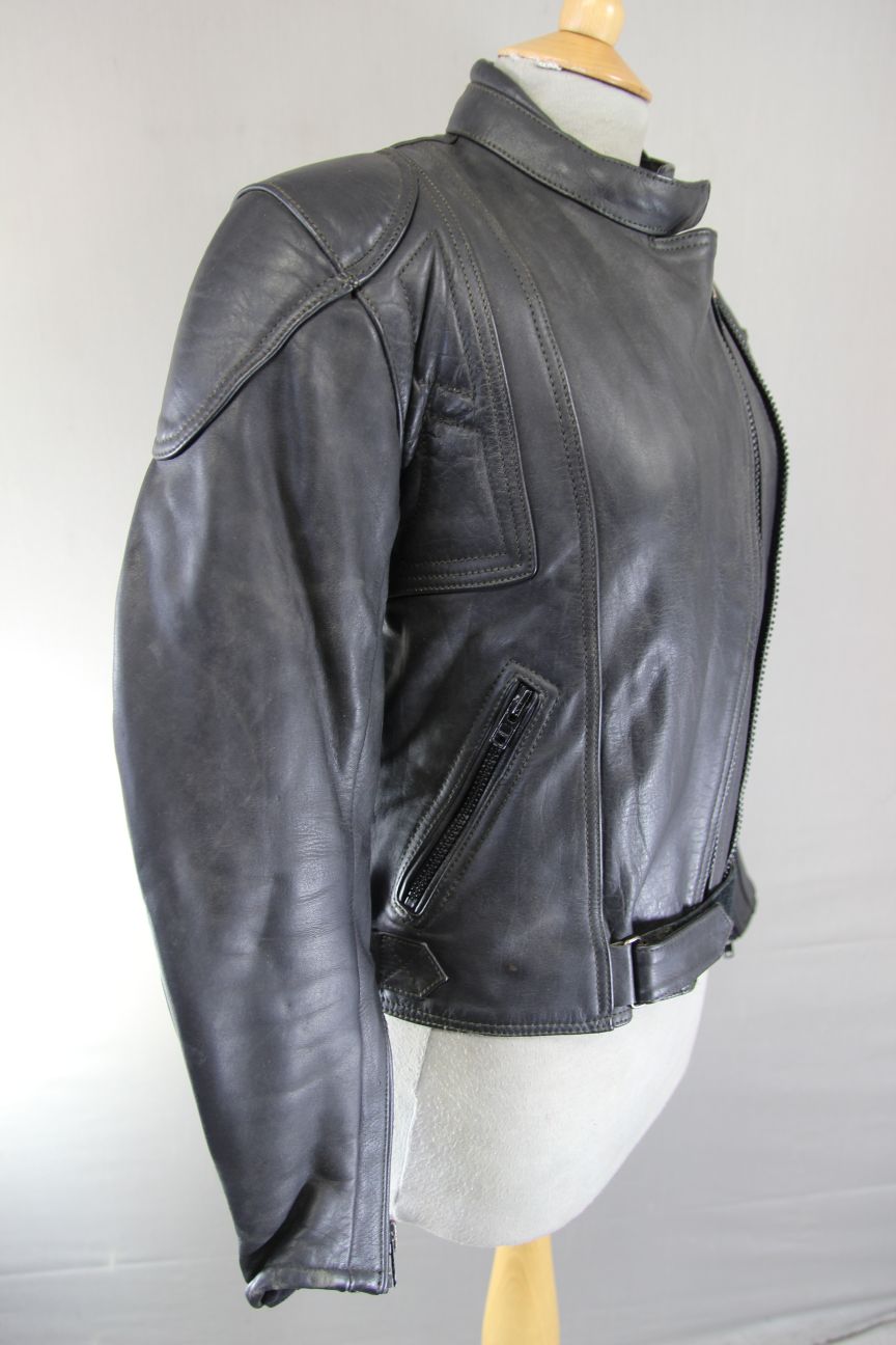 BIKER'S PARADISE 'WARRIOR' BLACK COWHIDE LEATHER CE MARKED BIKER JACKET: SIZE 10