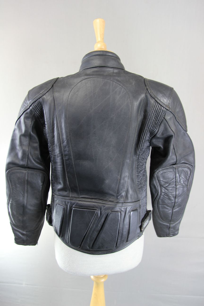 BIKER'S PARADISE 'WARRIOR' BLACK COWHIDE LEATHER CE MARKED BIKER JACKET: SIZE 10