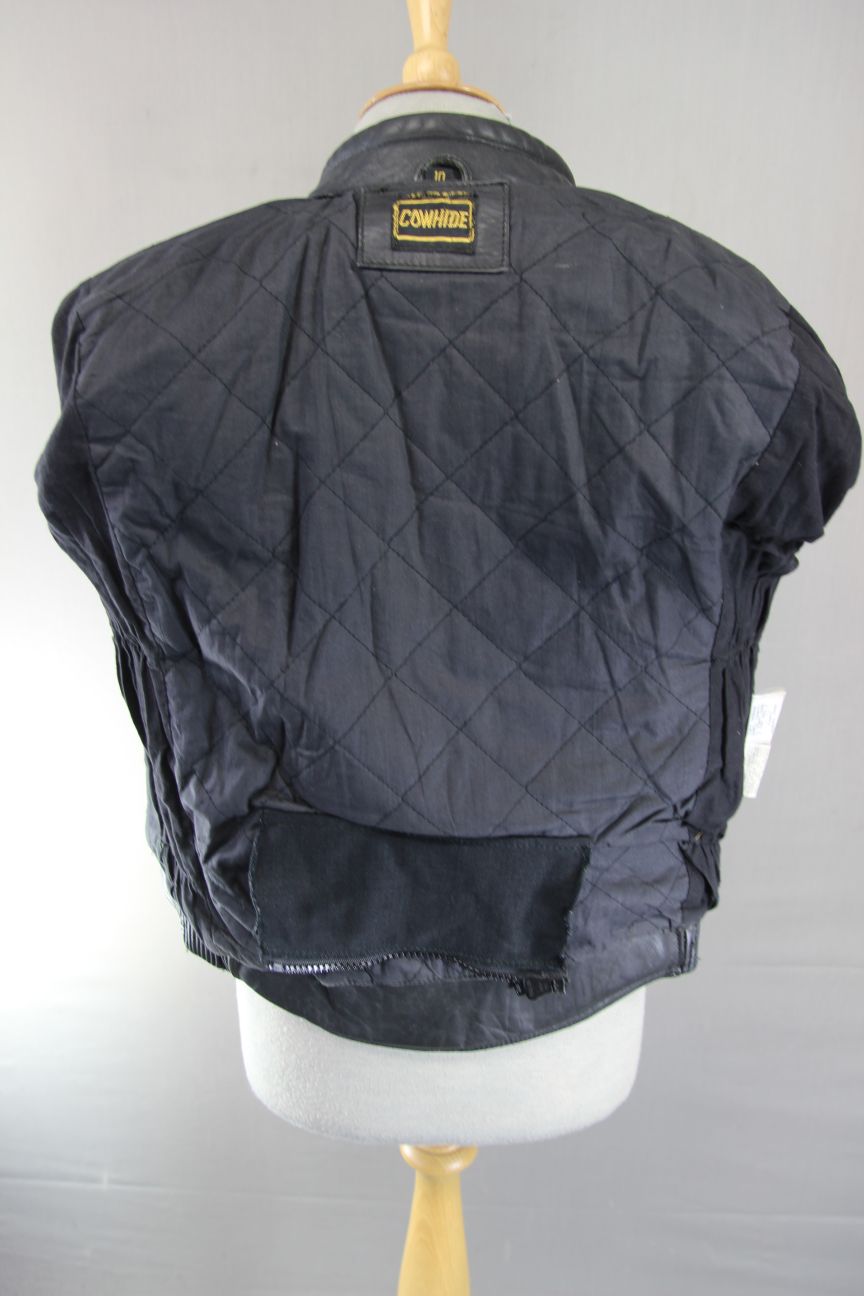 BIKER'S PARADISE 'WARRIOR' BLACK COWHIDE LEATHER CE MARKED BIKER JACKET: SIZE 10