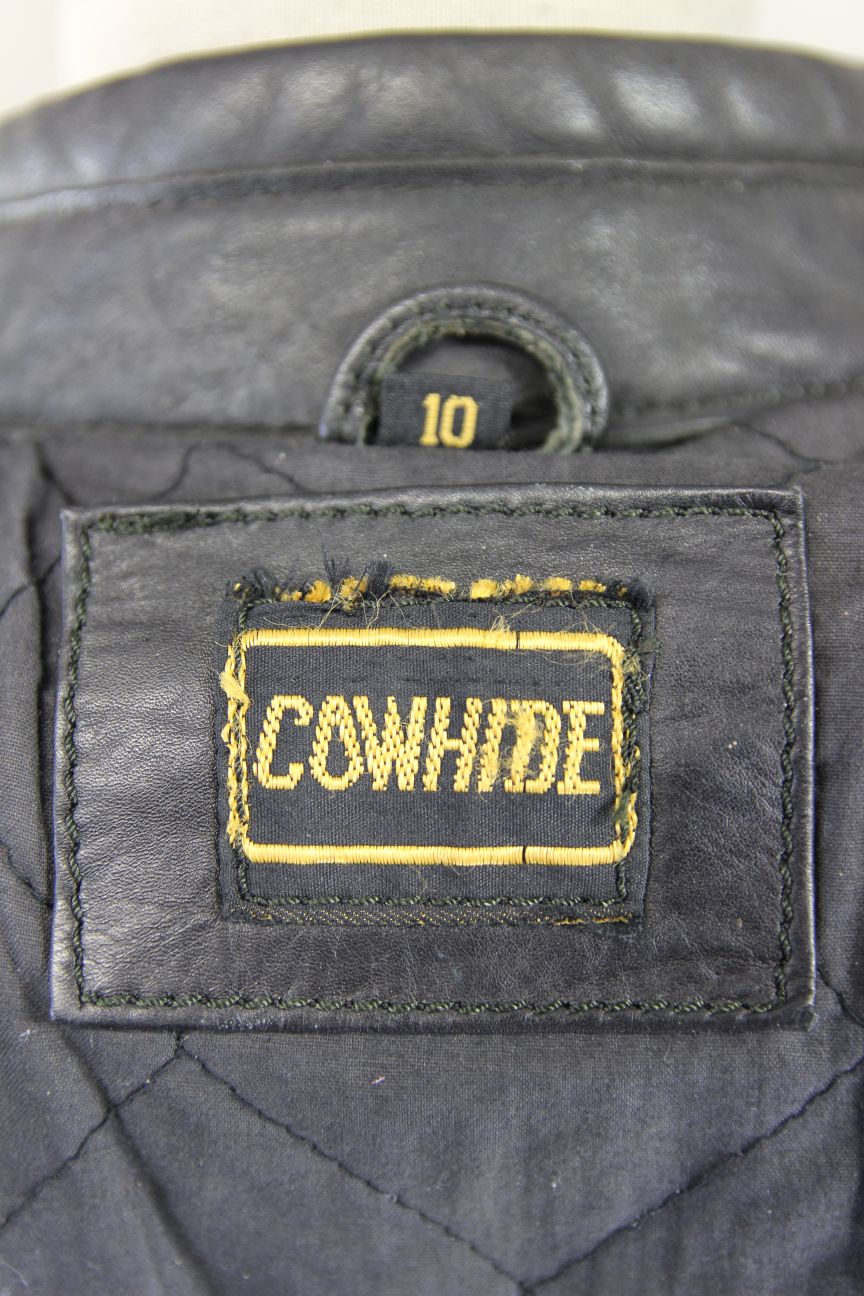 BIKER'S PARADISE 'WARRIOR' BLACK COWHIDE LEATHER CE MARKED BIKER JACKET: SIZE 10