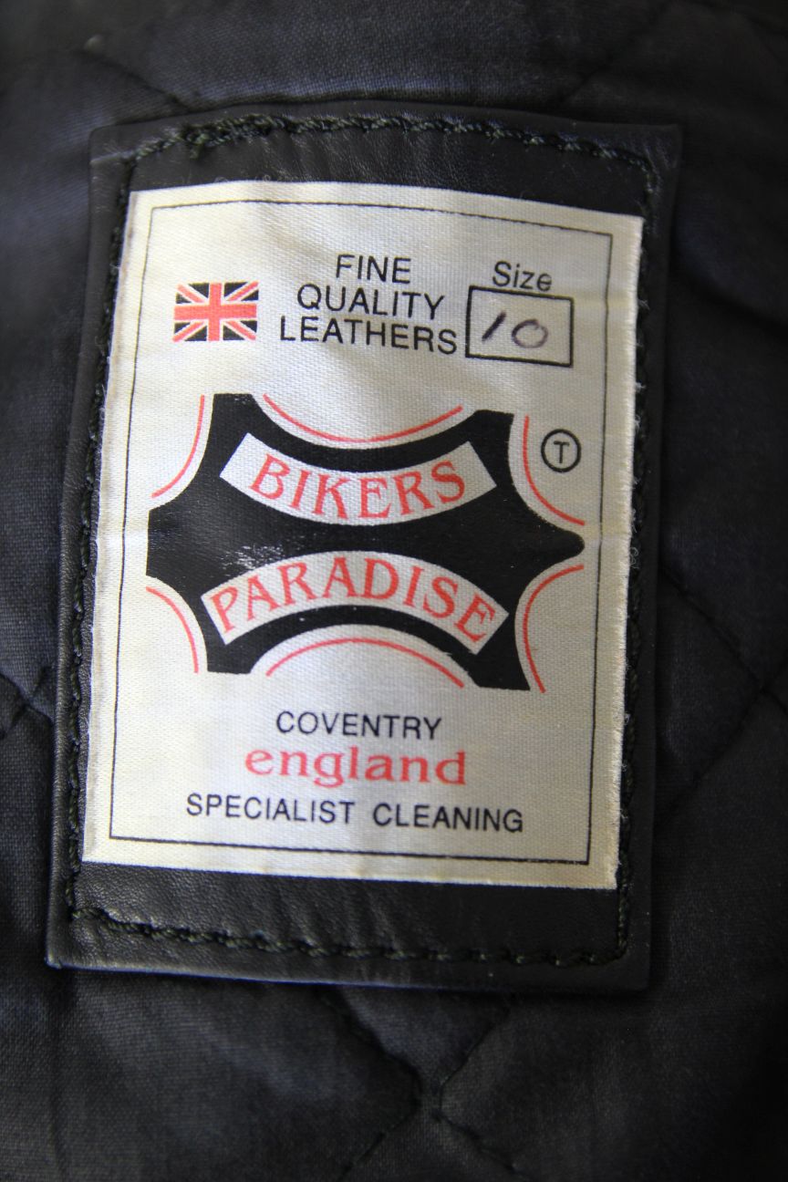 BIKER'S PARADISE 'WARRIOR' BLACK COWHIDE LEATHER CE MARKED BIKER JACKET: SIZE 10