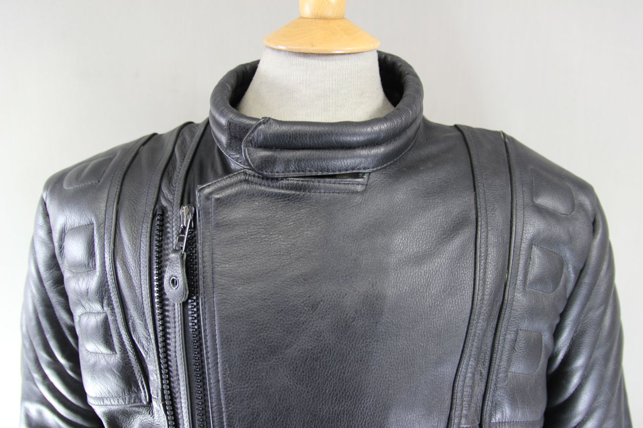 CLASSIC 'CHARLIE' BLACK LEATHER BIKER JACKET 42-44 INCH/LARGE