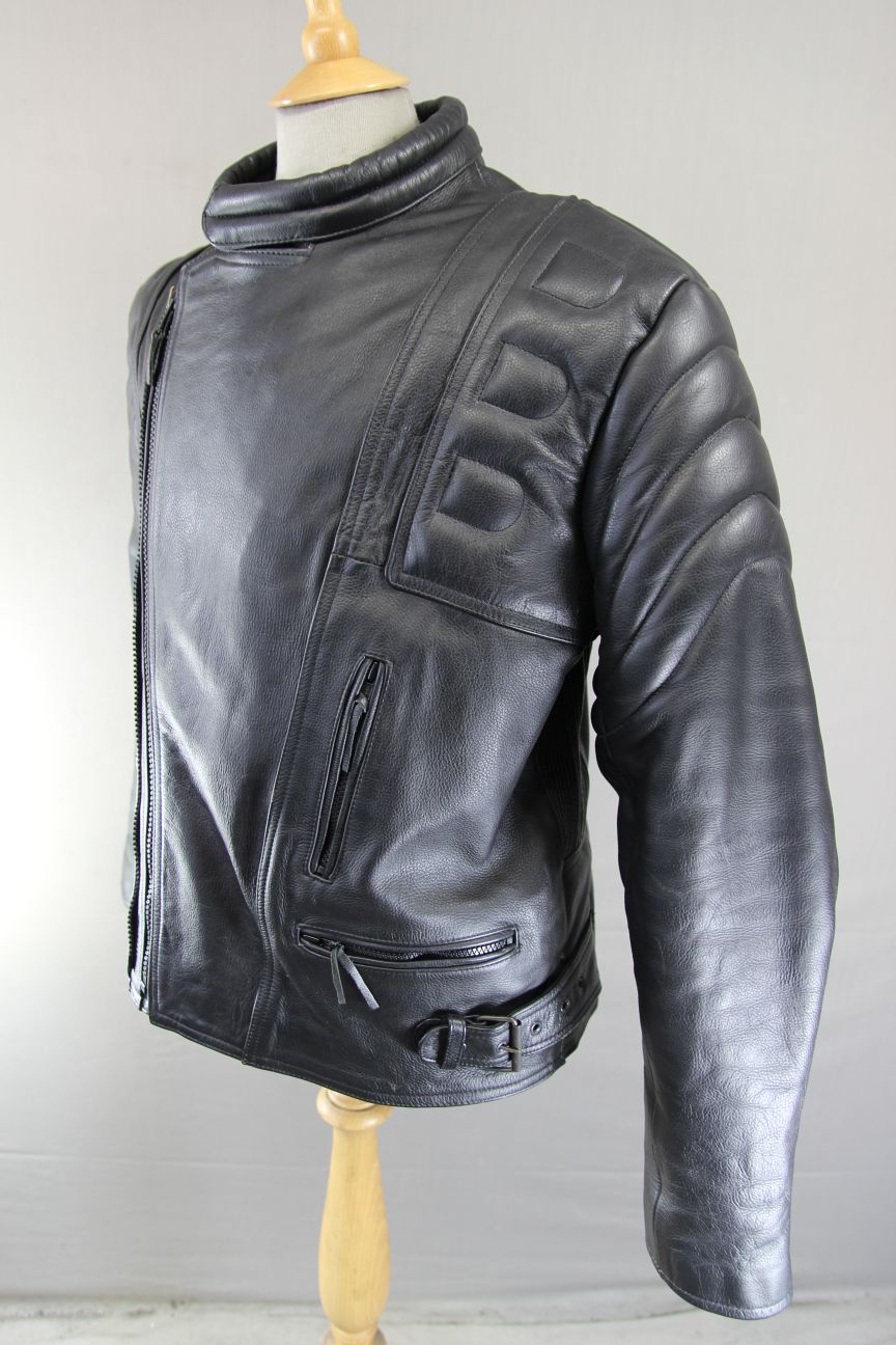 CLASSIC 'CHARLIE' BLACK LEATHER BIKER JACKET 42-44 INCH/LARGE