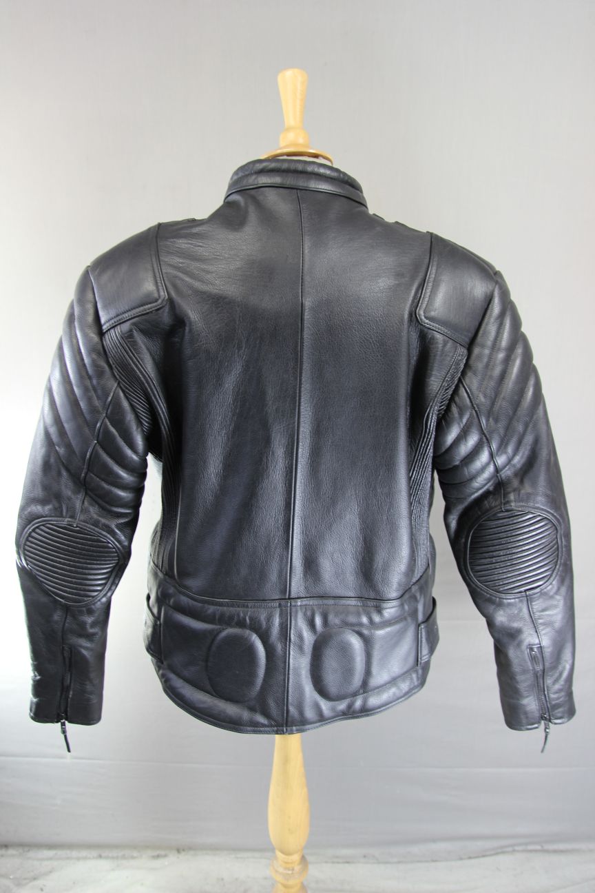 CLASSIC 'CHARLIE' BLACK LEATHER BIKER JACKET 42-44 INCH/LARGE