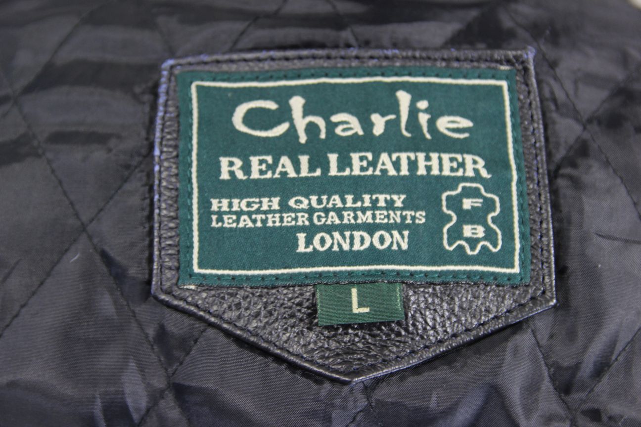 CLASSIC 'CHARLIE' BLACK LEATHER BIKER JACKET 42-44 INCH/LARGE