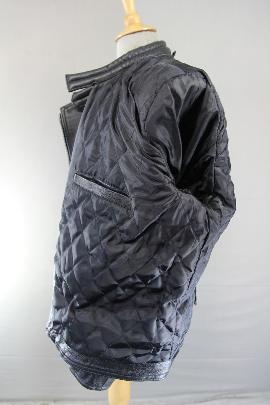 CLASSIC 'CHARLIE' BLACK LEATHER BIKER JACKET 42-44 INCH/LARGE