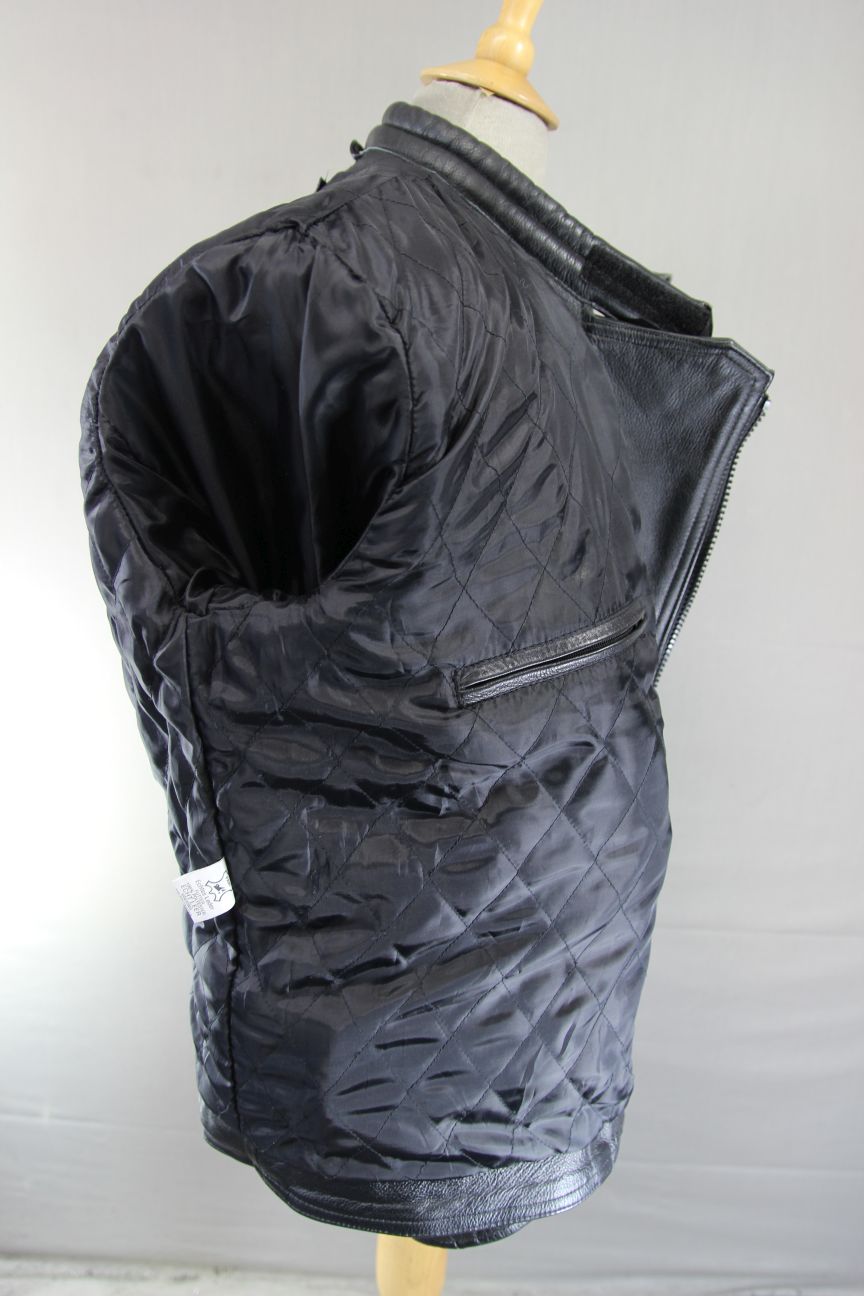 CLASSIC 'CHARLIE' BLACK LEATHER BIKER JACKET 42-44 INCH/LARGE