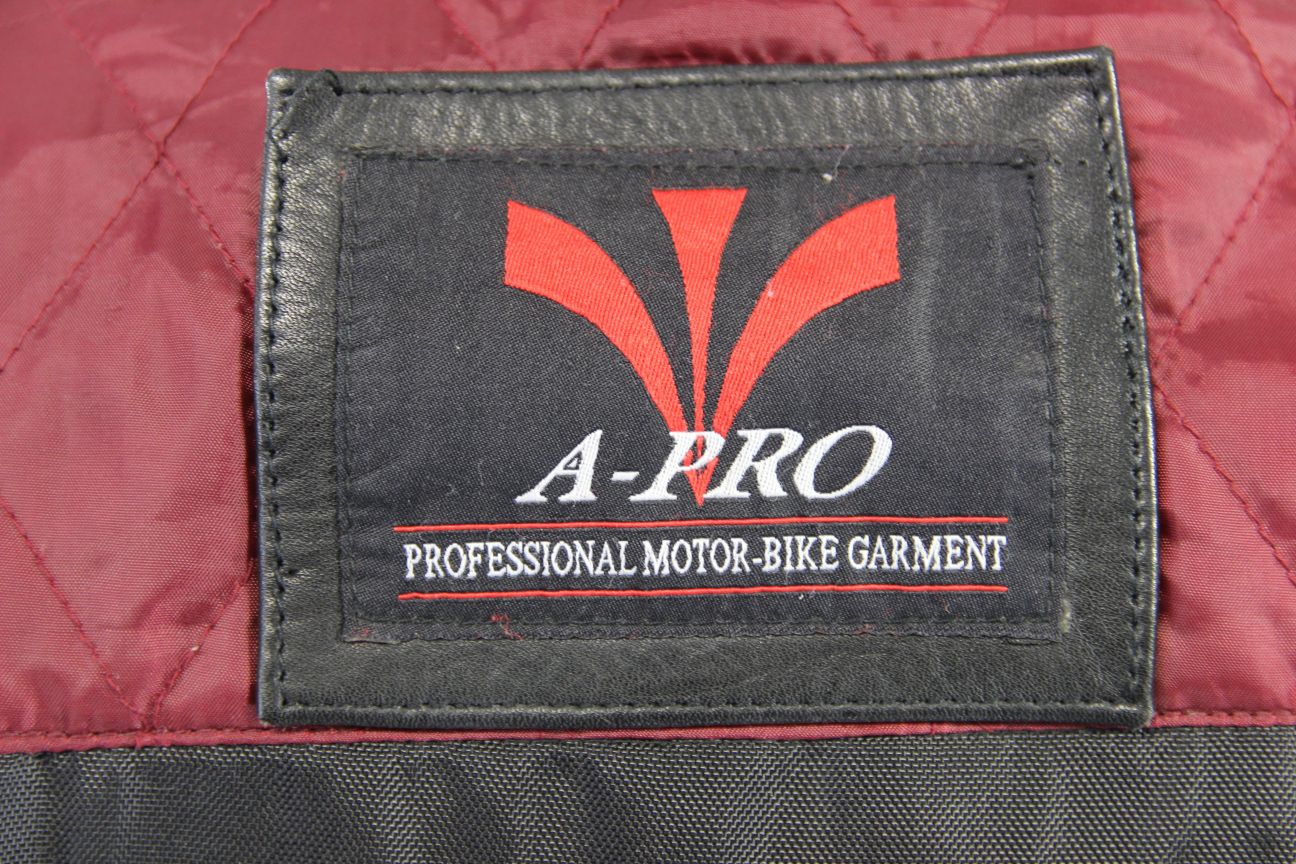 AMERICAN PRO BLACK & CREAM LEATHER BIKER JACKET WITH CE ARMOUR 42 INCH/LARGE