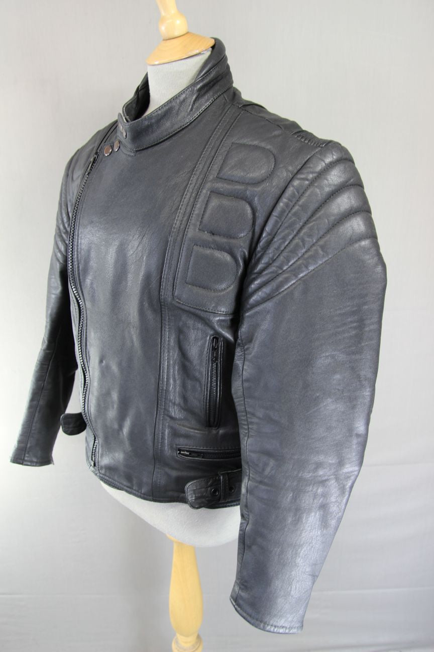SCHUH CLASSIC BLACK LEATHER BIKER JACKET 40-42 INCH