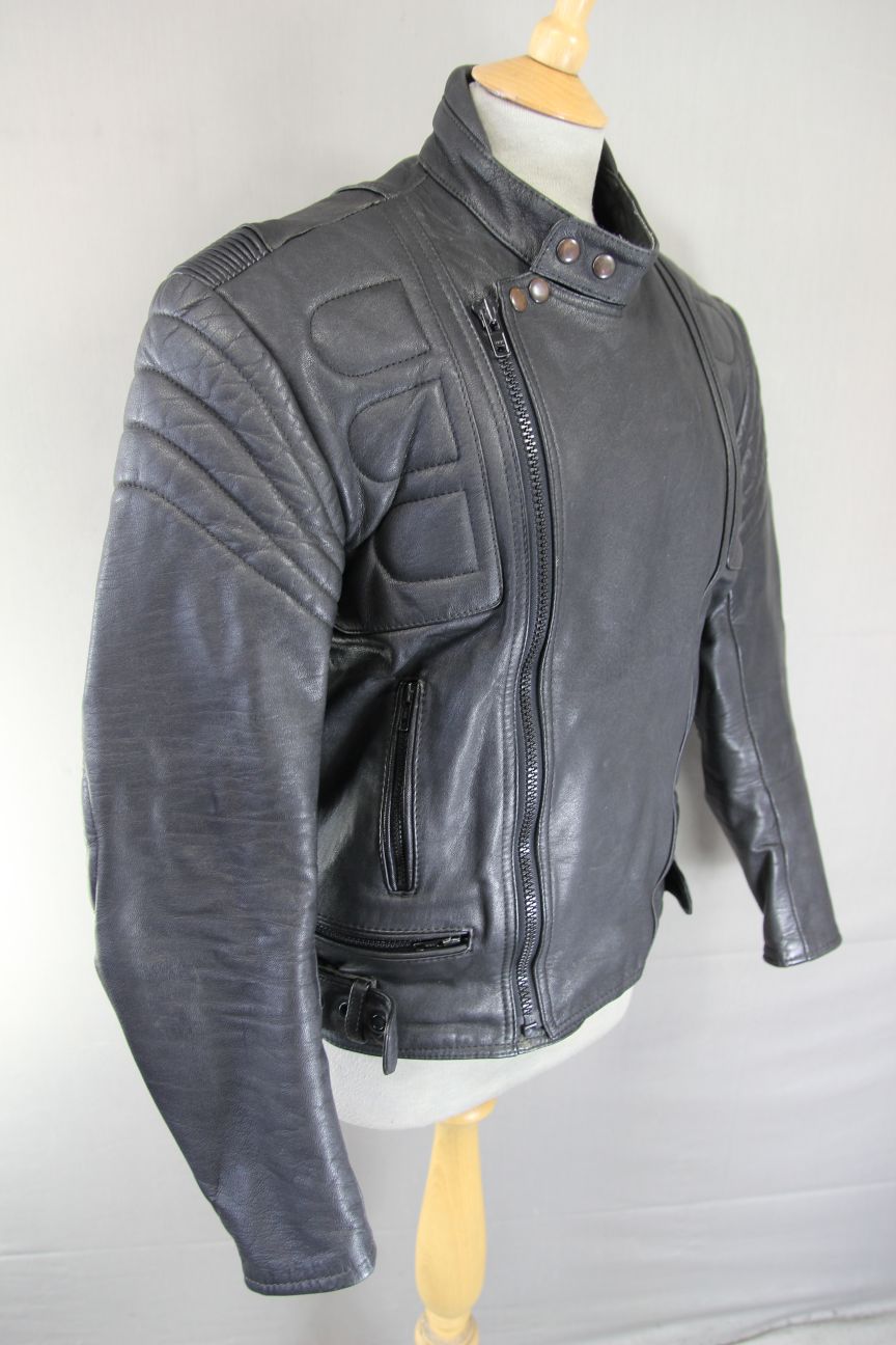 SCHUH CLASSIC BLACK LEATHER BIKER JACKET 40-42 INCH
