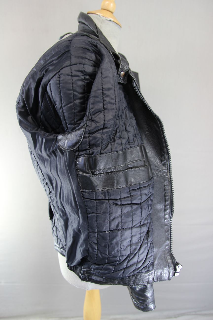 FRANK THOMAS RAWHIDE BLACK STEERHIDE LEATHER BIKER JACKET 34-36 INCH