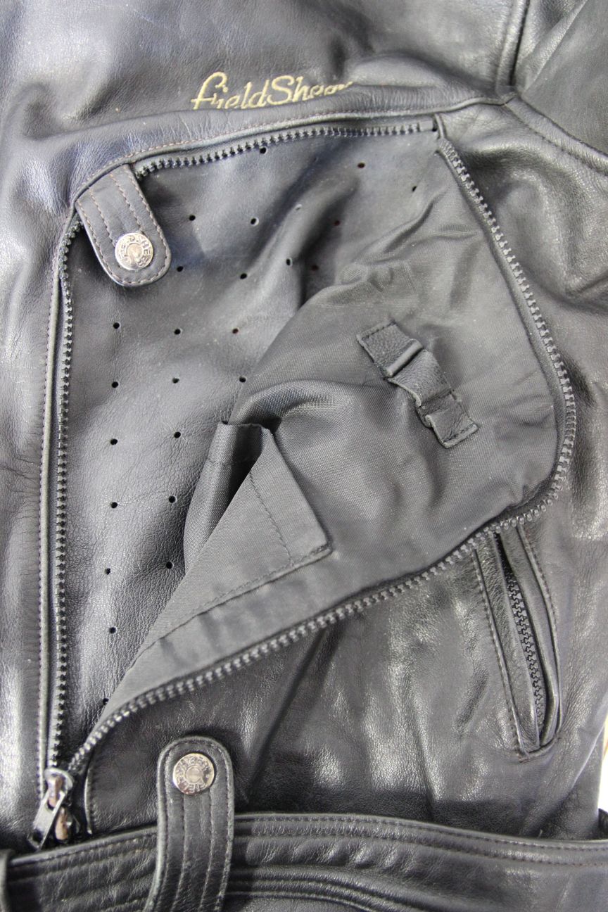 VINTAGE 70'S PUNK ROCK STYLE FIELDSHEER RETRO BLACK LEATHER BIKER JCKT 44-46"/XL