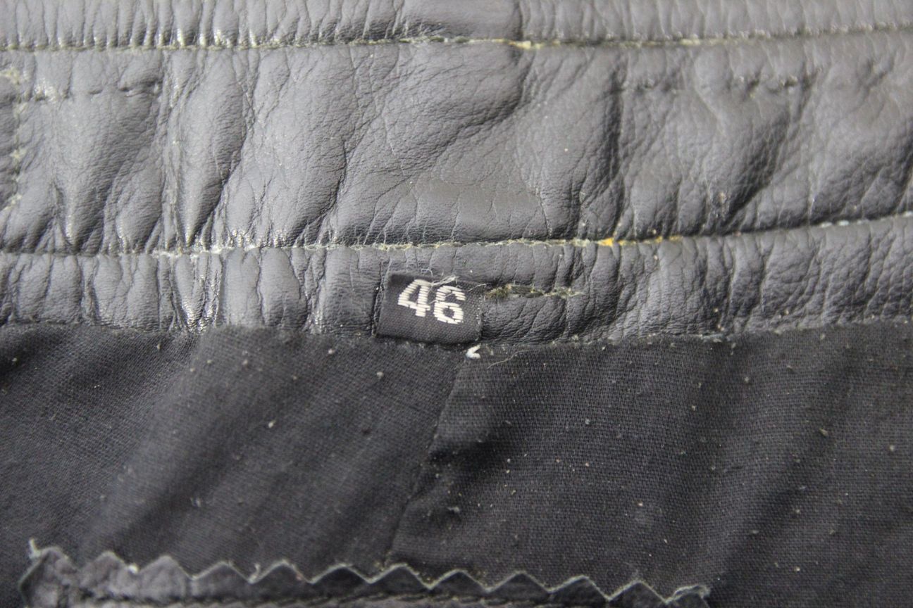 BIKERS PARADISE BLACK COWHIDE LEATHER LACED JEANS: WAIST 46 INCHES/LEG 29 INCHES