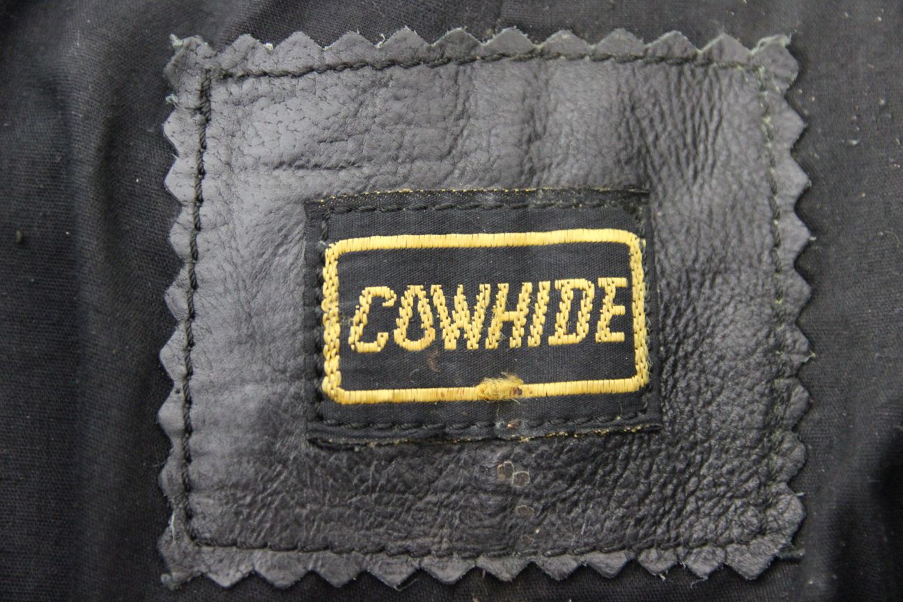 BIKERS PARADISE BLACK COWHIDE LEATHER LACED JEANS: WAIST 46 INCHES/LEG 29 INCHES