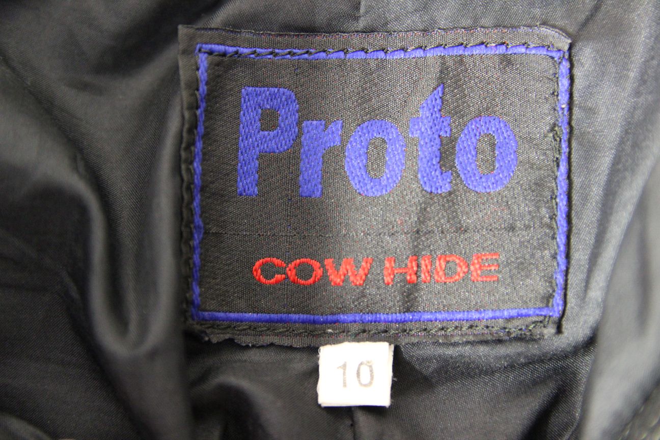 PROTO CLASSIC BLACK COWHIDE LEATHER BIKER TROUSERS SIZE 10 WAIST 26 IN/LEG 29 IN